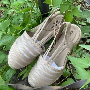 Studio Works Comfort “SW Lagoon” tan heel strap sandals